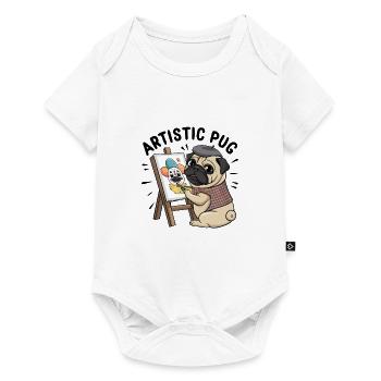 Mops Hundehalter Mops Liebe Malen Kunst - Baby Premium Kurzarmbody - Weiß - Vorne