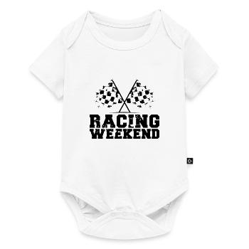 Voitures de week-end de course Drapeaux de symbole de course - Body à manches courtes Premium Bébé - blanc - Devant