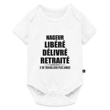 Nageur célèbre sa retraite avec humour cadeau - Body à manches courtes Premium Bébé - blanc - Devant