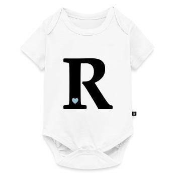 Buchstabe R Anfangsbuchstabe - Baby Premium Kurzarmbody - Weiß - Vorne