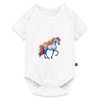 Horse with colorful mane - Baby Premium short-sleeve bodysuit - white - Front