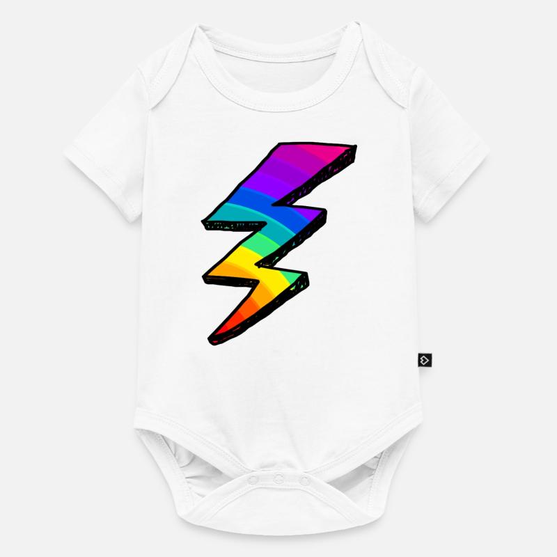 Éclair coloré. Arc en ciel - Body à manches courtes Premium Bébé - blanc