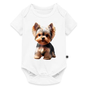 Chien - Yorkshire Terrier - Body à manches courtes Premium Bébé - blanc - Devant