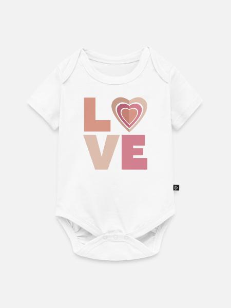 LOVE with heart - Baby Premium Kurzarmbody - Weiß