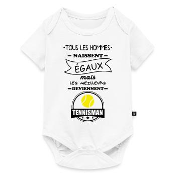 tous les hommes tennisman, cadeau tennis - Body à manches courtes Premium Bébé - blanc - Devant