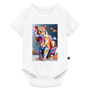 Tigre en origami - Body à manches courtes Premium Bébé - blanc - Devant