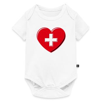 Heart With Swiss Cross (I Love Switzerland 3D 3C) - Baby Premium short-sleeve bodysuit - white - Front