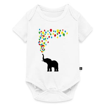 Elefant Luftballon Freude Spiel Spass Geschenk - Baby Premium Kurzarmbody - Weiß - Vorne