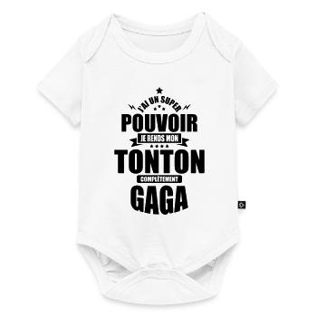 j'ai un super pouvoir je rends mon tonton gaga - Body à manches courtes Premium Bébé - blanc - Devant