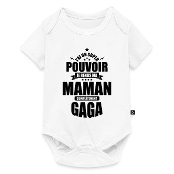 j'ai un super pouvoir je rends ma maman gaga - Body à manches courtes Premium Bébé - blanc - Devant