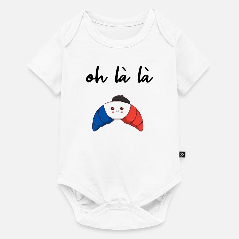 Frankreich Croissant Oh la la Geschenkidee - Baby Premium Kurzarmbody - Weiß
