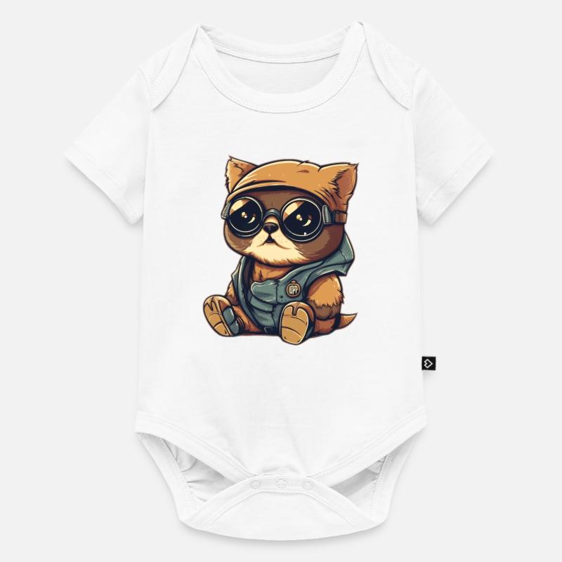 Chat Cool - Body à manches courtes Premium Bébé - blanc