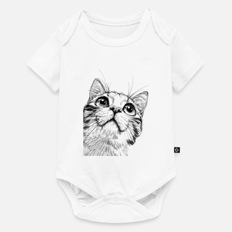 Schwarz-Weiß Mickey Katze - Baby Premium Kurzarmbody - Weiß