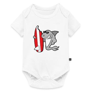 Hai Haifisch Surfing Surfer Surfboard Wellenreiten - Baby Premium Kurzarmbody - Weiß - Vorne