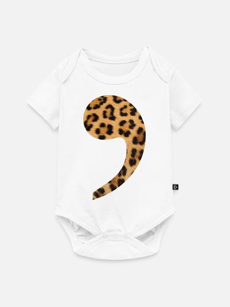 Leopard komma Trend Geschenkidee Interpunktion - Baby Premium Kurzarmbody - Weiß