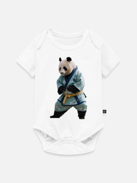 Sportlicher Panda - Baby Premium Kurzarmbody - Weiß