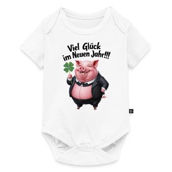 Silvester Neujahr Glückwunsch Neues Jahr Schwein - Baby Premium Kurzarmbody - Weiß - Vorne
