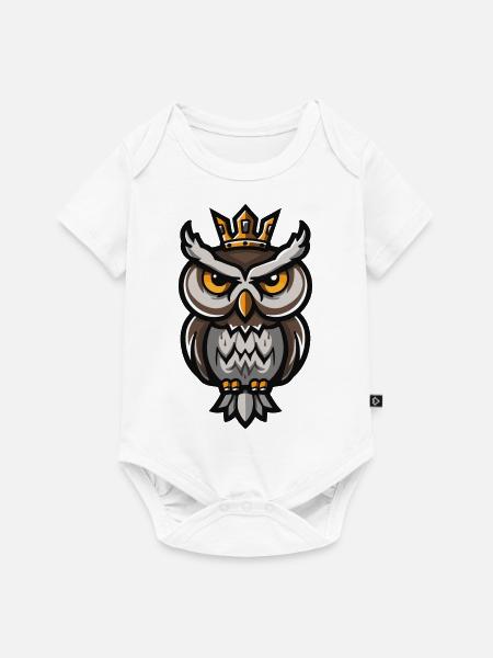 Eule Cartoon Krone - Baby Premium Kurzarmbody - Weiß