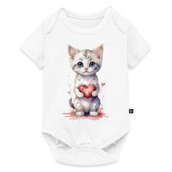 Purrfect Love - Chat avec coeur Aquarelle - Body à manches courtes Premium Bébé - blanc - Devant