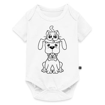 Chien Chat Deux Amis Équipe Chaton 2 Duo Équipage - Body à manches courtes Premium Bébé - blanc - Devant