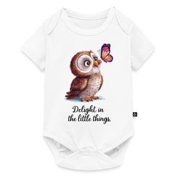 Hibou et papillon – Profitez des petites choses - Body à manches courtes Premium Bébé - blanc - Devant
