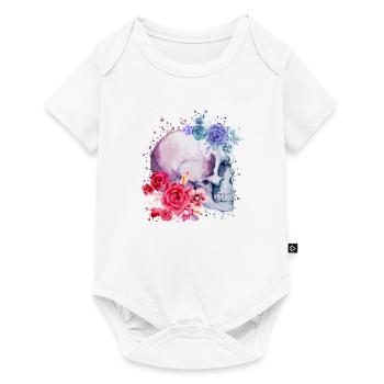 Crâne Aquarelle - Body à manches courtes Premium Bébé - blanc - Devant