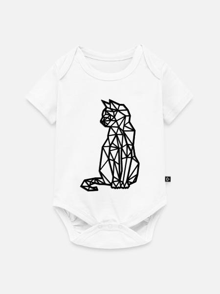 Geometrische Katzensilhouette - Baby Premium Kurzarmbody - Weiß