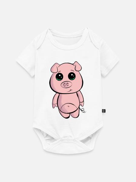 Kleines Babyschwein - Baby Premium Kurzarmbody - Weiß