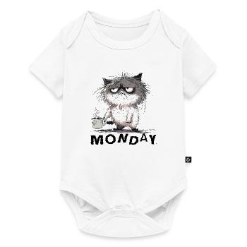 Chat grincheux avec du café - Body à manches courtes Premium Bébé - blanc - Devant