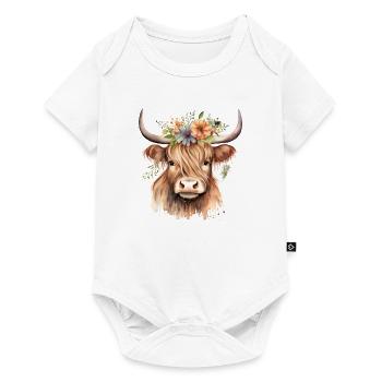 Personalised Scottish Highland Cow Farm Animal - Baby Premium short-sleeve bodysuit - white - Front