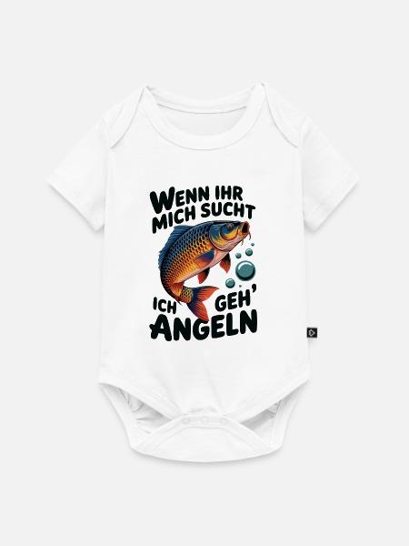Ich gehe angeln fischen - springender Karpfen - Baby Premium Kurzarmbody - Weiß