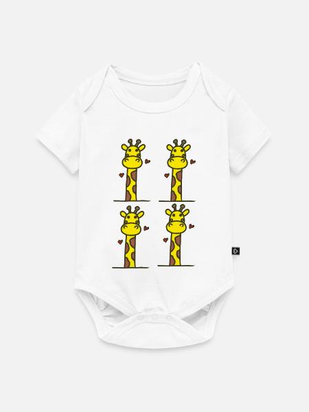 Niedliche Giraffe mit Herzensakzenten - Baby Premium Kurzarmbody - Weiß