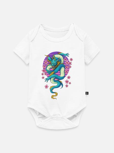 Drache Japanisch Sakura - Baby Premium Kurzarmbody - Weiß