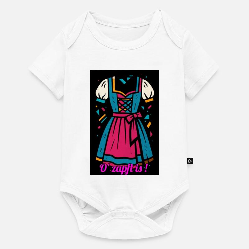 Traditionelles Dirndl mit moderner Farbpalette - Baby Premium Kurzarmbody - Weiß