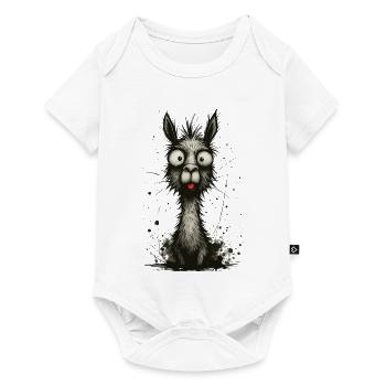 Lustiges Lama mit Zunge – Comic Splash - Baby Premium Kurzarmbody - Weiß - Vorne
