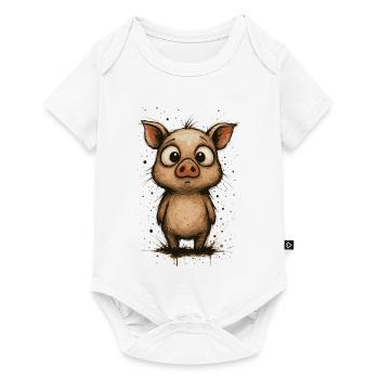 Funny piglet with big eyes – splash - Baby Premium short-sleeve bodysuit - white - Front