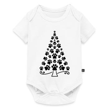 Arbre de Noël patte chien chat pattes arbre de Noël - Body à manches courtes Premium Bébé - blanc - Devant