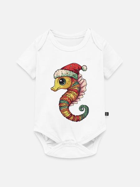 Seepferd Weihnachten - Baby Premium Kurzarmbody - Weiß