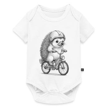 Cavalier hérisson sur un vélo vintage - Body à manches courtes Premium Bébé - blanc - Devant