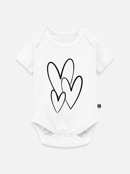 Herzen - Baby Premium Kurzarmbody - Weiß
