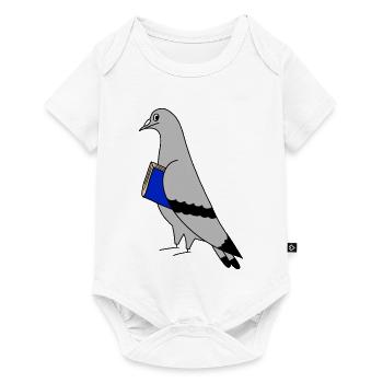 Pigeon with Book – Minimal Urban Illustration - Baby Premium short-sleeve bodysuit - white - Front