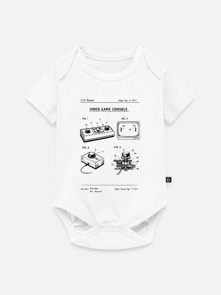 Retro-Spielkonsolen-Blueprint-Patent - Baby Premium Kurzarmbody - Weiß