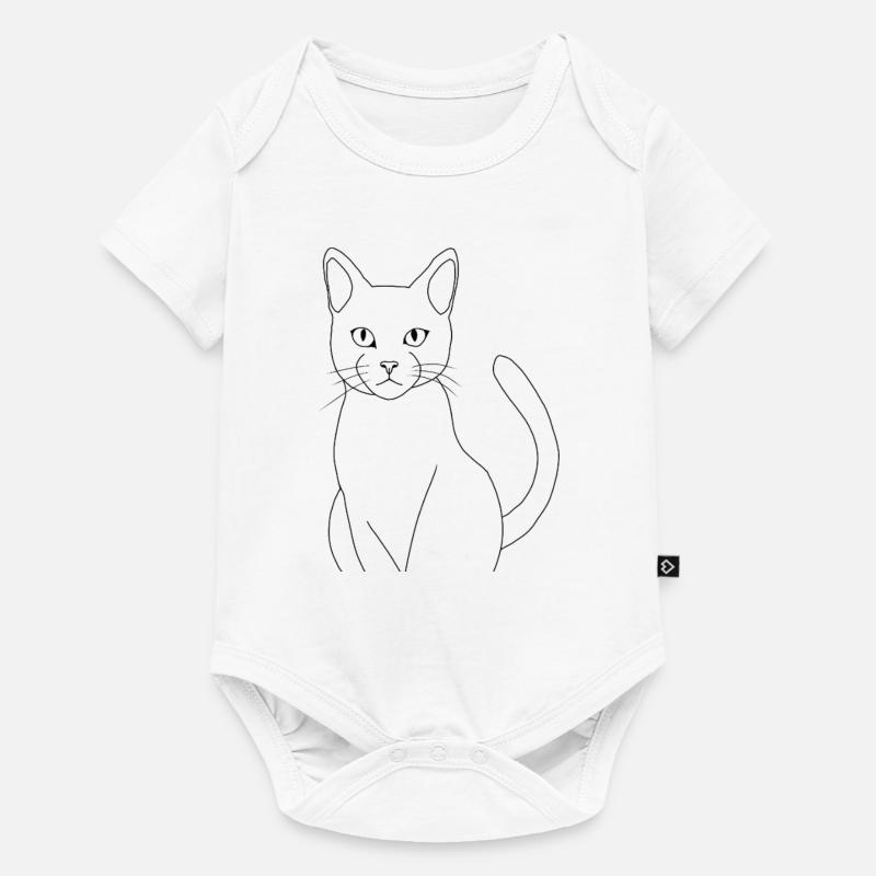 Chat minimaliste élégant - Body à manches courtes Premium Bébé - blanc