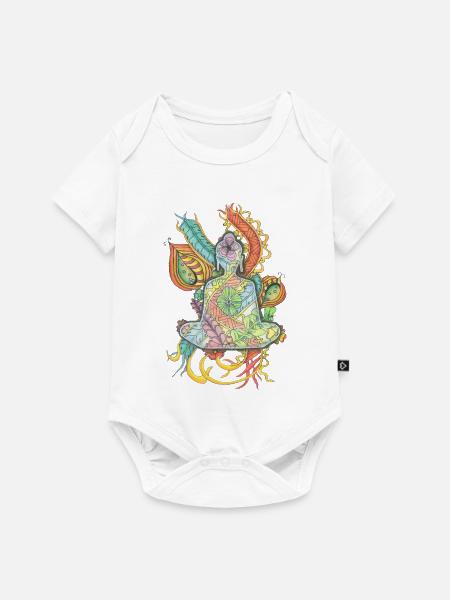 Buddha meditating hand-drawn - Baby Premium Kurzarmbody - Weiß