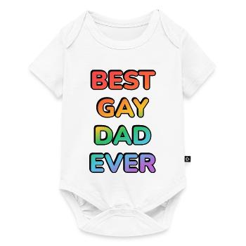 Bester schwuler Vater aller Zeiten LGBT Pride Regenbogentext - Baby Premium Kurzarmbody - Weiß - Vorne