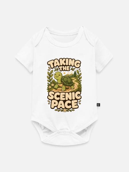 Taking The Scenic Pace Schildkröte - Baby Premium Kurzarmbody - Weiß