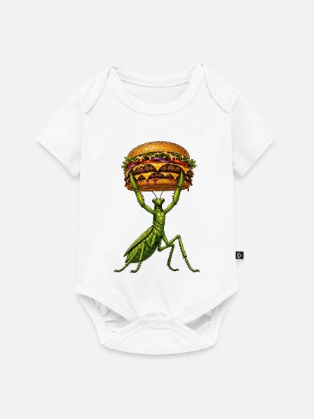 Gottesanbeterin Gewichtheber Burger Comic - Baby Premium Kurzarmbody - Weiß
