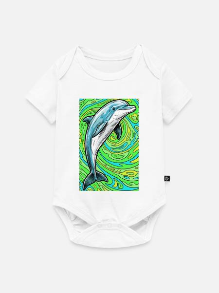 Delfin - Baby Premium Kurzarmbody - Weiß