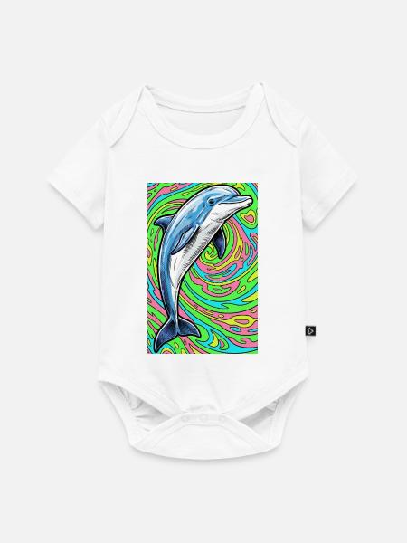 Delfin - Baby Premium Kurzarmbody - Weiß