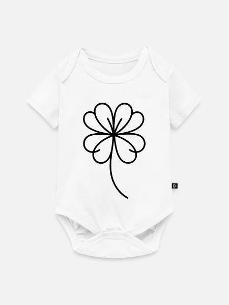 Vierblättriges Kleeblatt One Line Glückssymbol - Baby Premium Kurzarmbody - Weiß